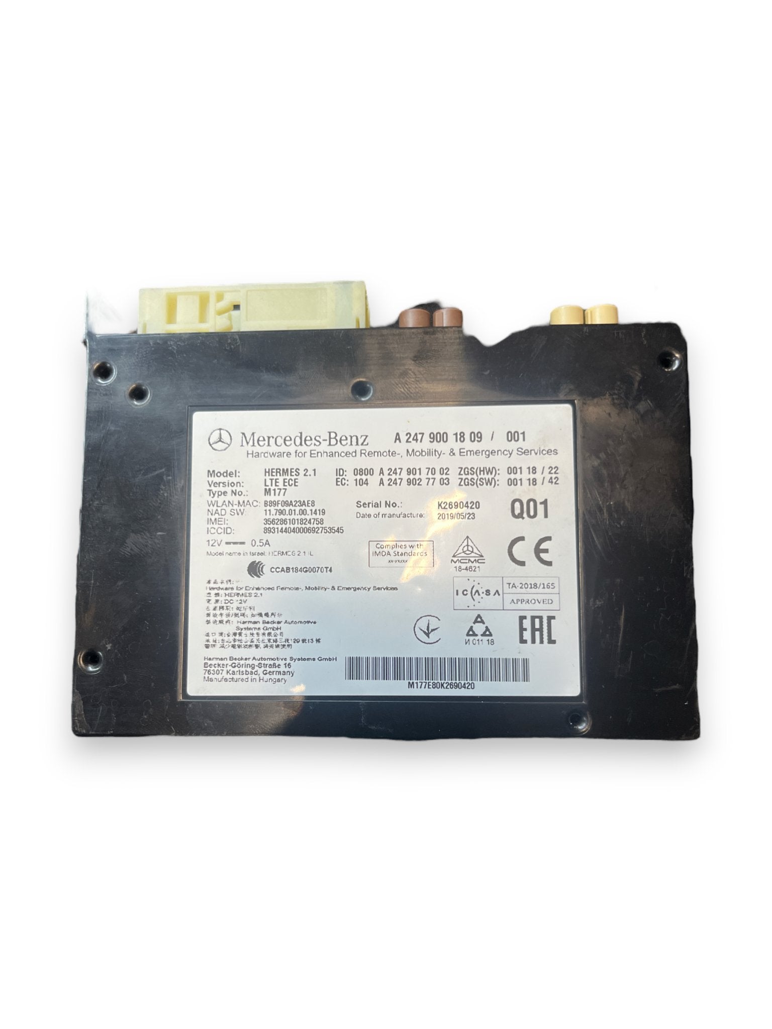 Centralina Modulo Bluetooth Mercedes - Benz Classe A ( W177 - 2021 ) cod : A2479001809 - F&P CRASH SRLS - Ricambi Usati