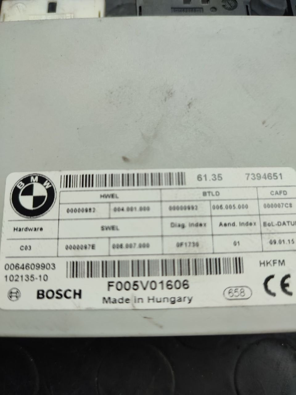 Centralina modulo comfort posteriore Bmw 520d ( f10 - 2014 ) cod 7394651 - F&P CRASH SRLS - Ricambi Usati