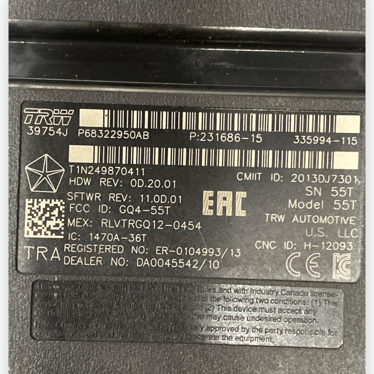 Centralina / modulo keyless Jeep Cherokee KL (2013 - 2023) Cod: 68322950AB - F&P CRASH SRLS - Ricambi Usati