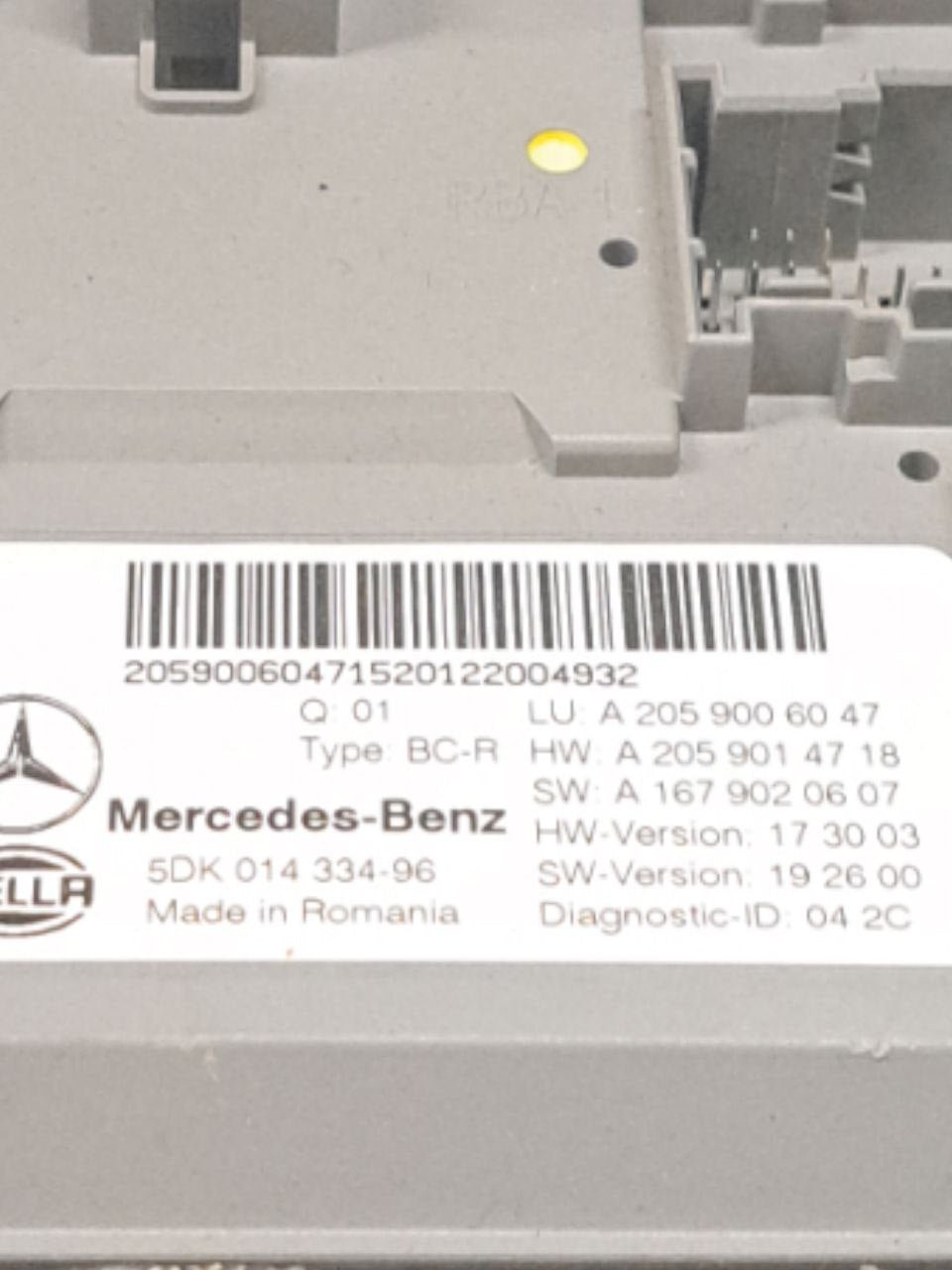 Centralina modulo SAM Mercedes Benz GLC C253 2.0 Diesel (2017>) COD:A2059006047 - F&P CRASH SRLS - Ricambi Usati