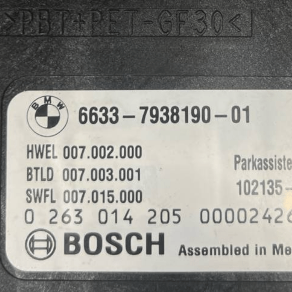 Centralina / Modulo Sensori di Parcheggio Bmw Serie 1 F20 (2011 al 2019) cod: 7938190 - 01 - F&P CRASH SRLS - Ricambi Usati