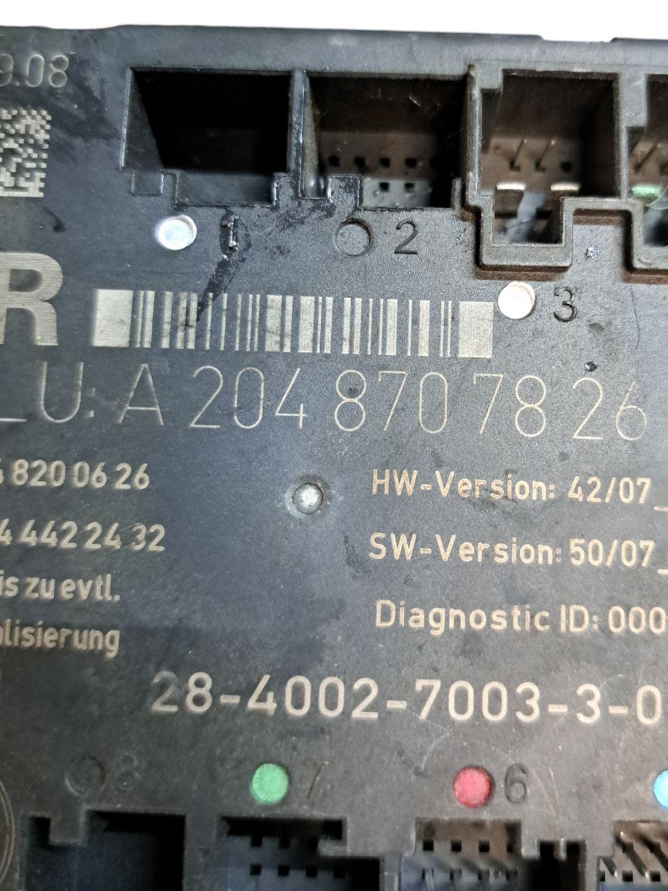 Centralina porta posteriore destra Mercedes - Benz Classe C W204 COD:A2048707826 (2007 - 2013) - F&P CRASH SRLS - Ricambi Usati