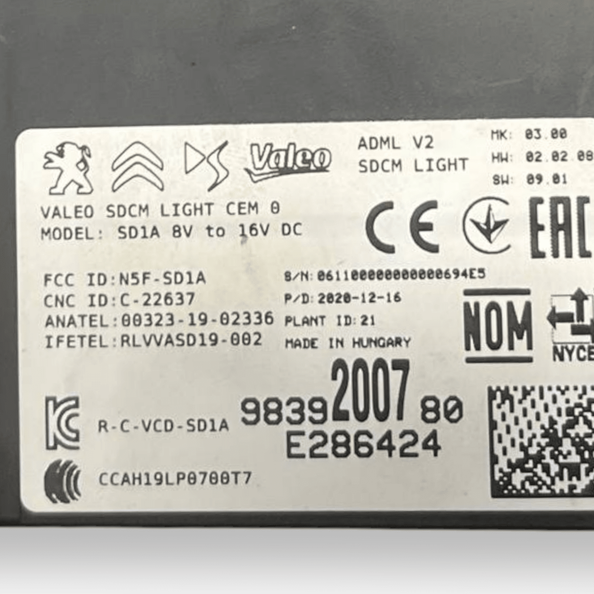 Centralina Regolazione Luci Opel Corsa F (2019 - ) cod: 9839200780 - F&P CRASH SRL - Ricambi Usati