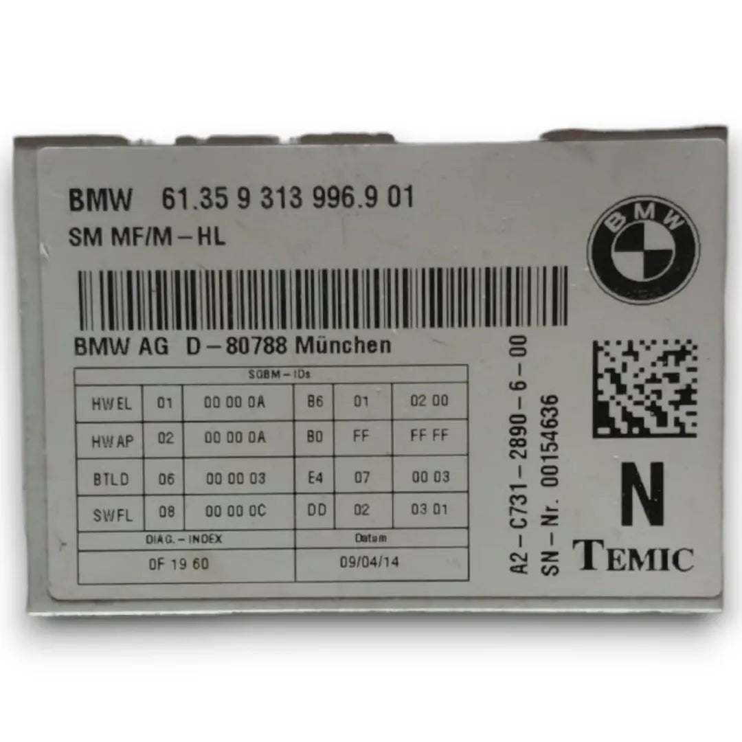 Centralina riscaldamento sedili BMW Serie 5 F11 dal 2013 cod. 9313996 - F&P CRASH SRL - Ricambi Usati