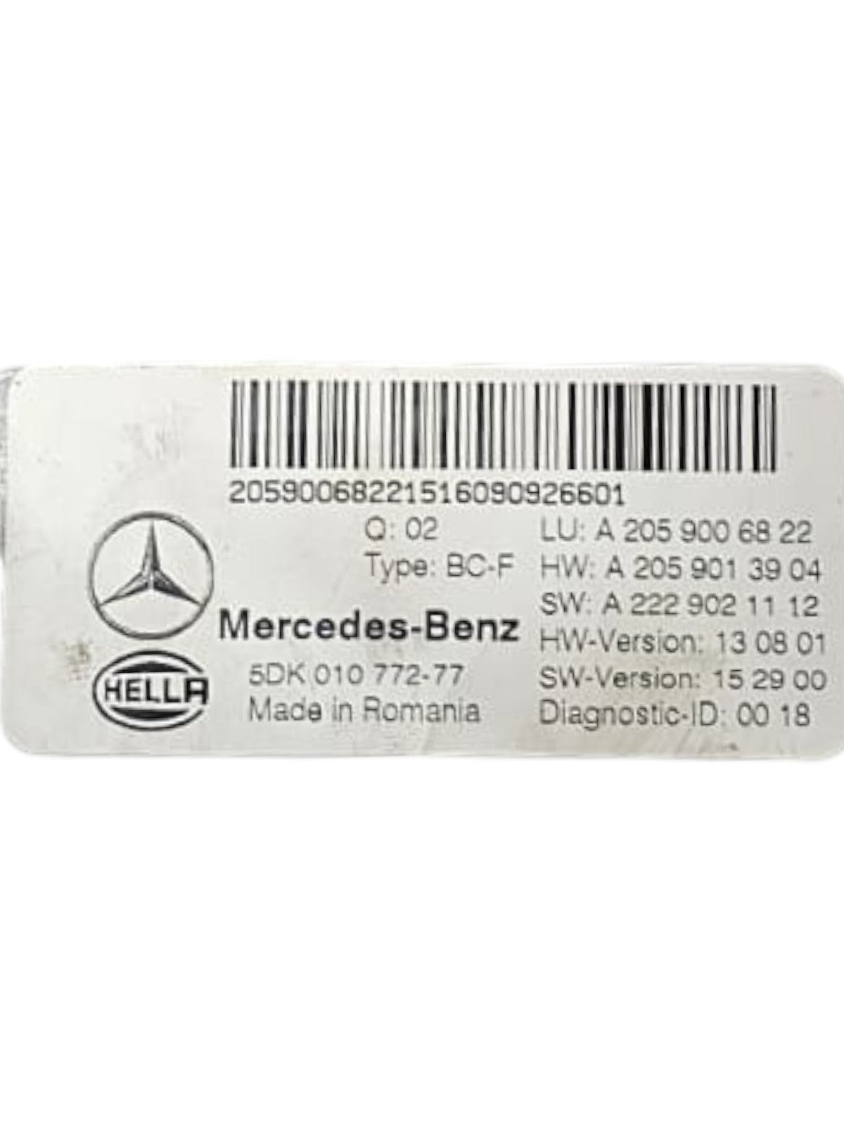 Centralina SAM / Body Computer Mercedes Classe C W205 Cod:A2059006822 (2014 - 2021) - F&P CRASH SRLS - Ricambi Usati