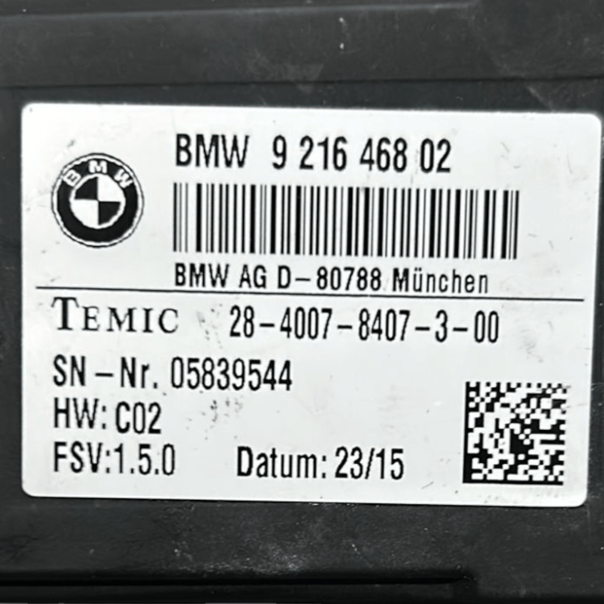 Centralina Sedile Bmw Serie 6 Gran Coupé cod:921646802 (2012 > 2018) - F&P CRASH SRLS - Ricambi Usati