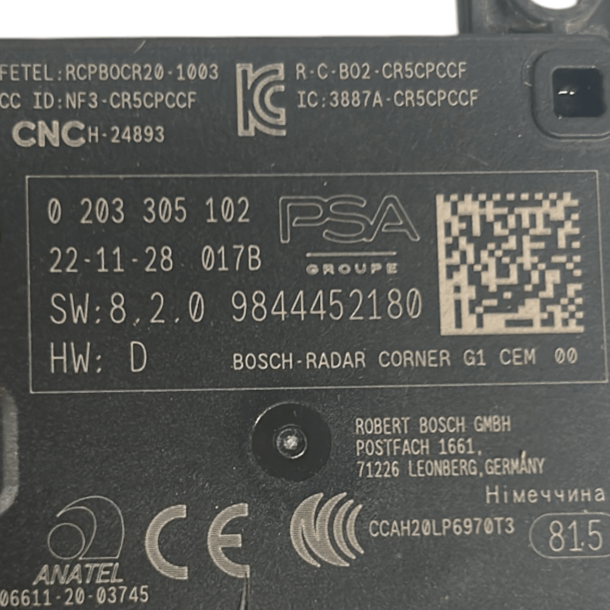 Centralina / Sensore Radar Peugeot 308 III cod.9844452180 (2021 > ) - F&P CRASH SRLS - Ricambi Usati