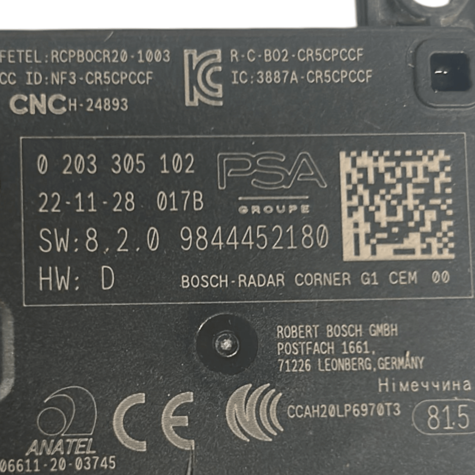 Centralina / Sensore Radar Peugeot 308 III cod.9844452180 (2021 > ) - F&P CRASH SRLS - Ricambi Usati
