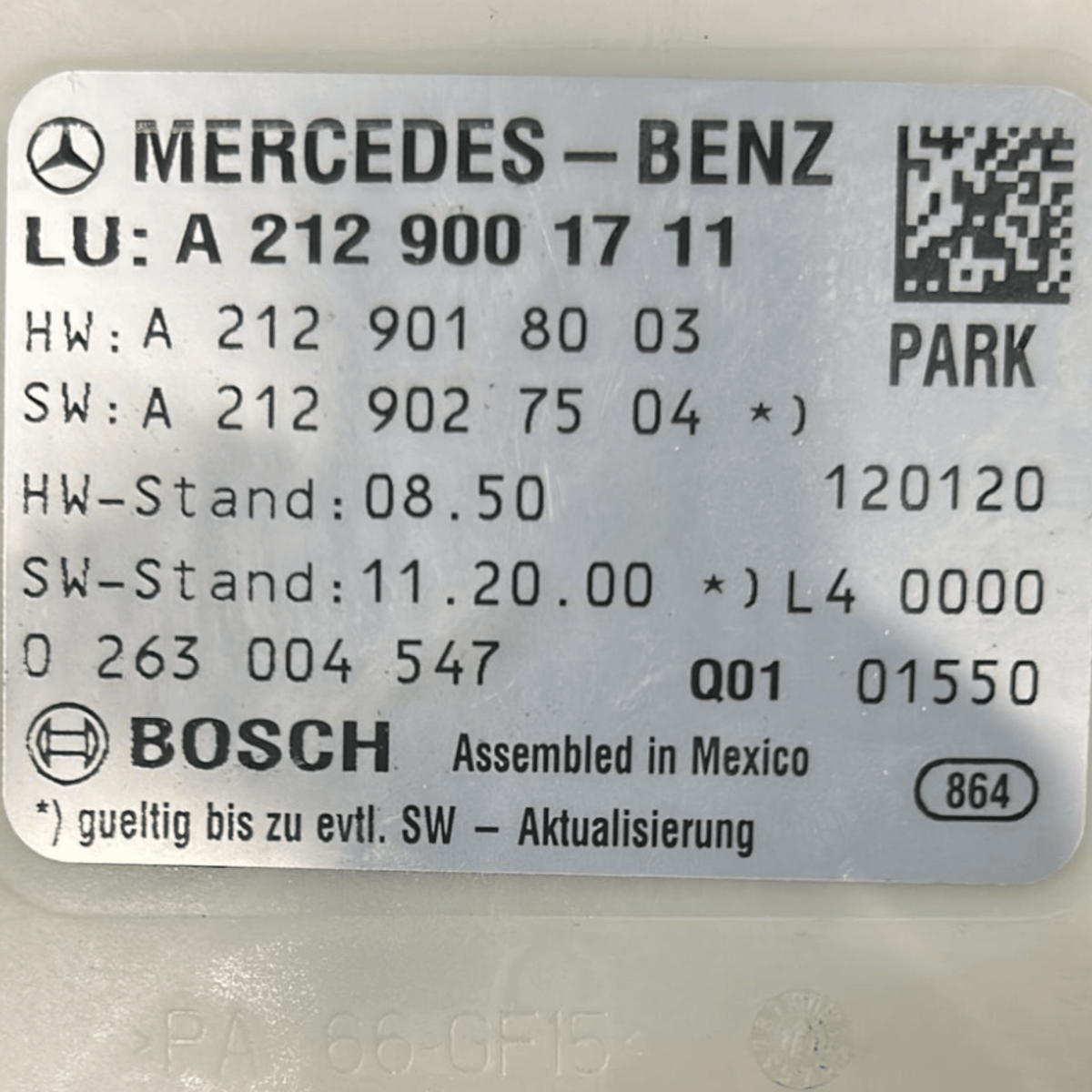 centralina Sensori Di Parcheggio Mercedes Benz Classe E W212 cod:A2129001711 (2009 > 2016) - F&P CRASH SRLS - Ricambi Usati