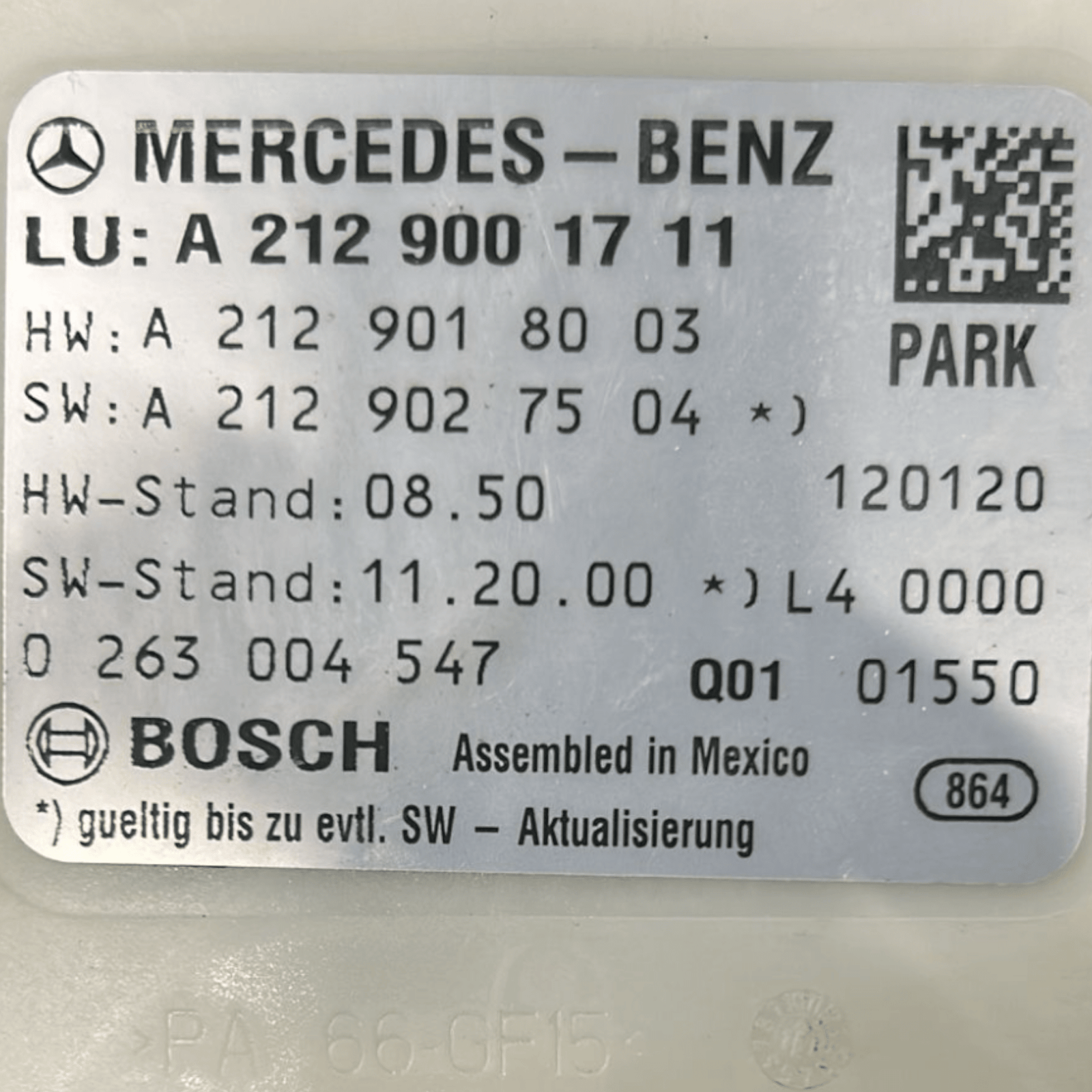 centralina Sensori Di Parcheggio Mercedes Benz Classe E W212 cod:A2129001711 (2009 > 2016) - F&P CRASH SRLS - Ricambi Usati