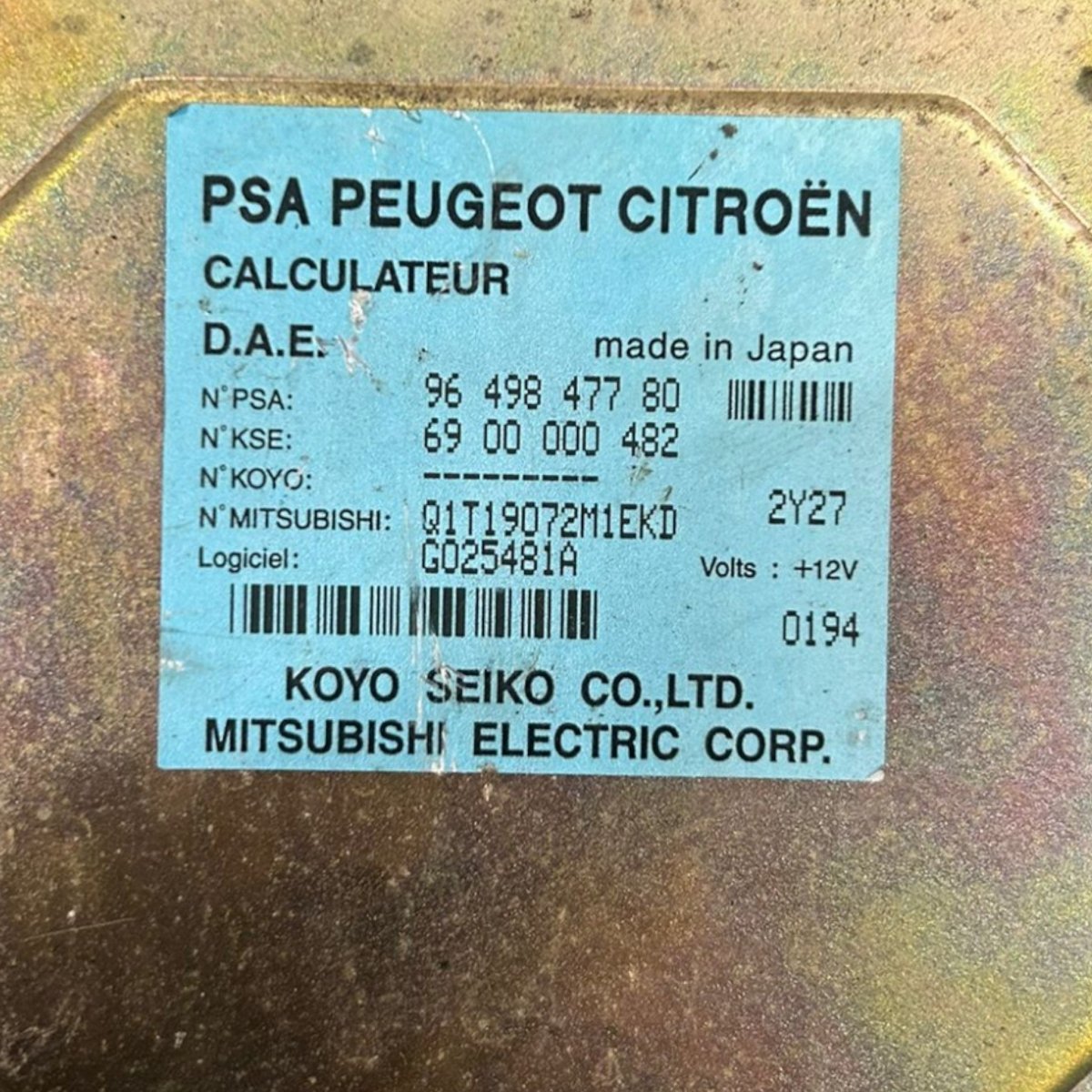 Centralina servosterzo citroen c3 1.1 benzina cod:9649847780 (2002 > 2009) - F&P CRASH SRLS - Ricambi Usati