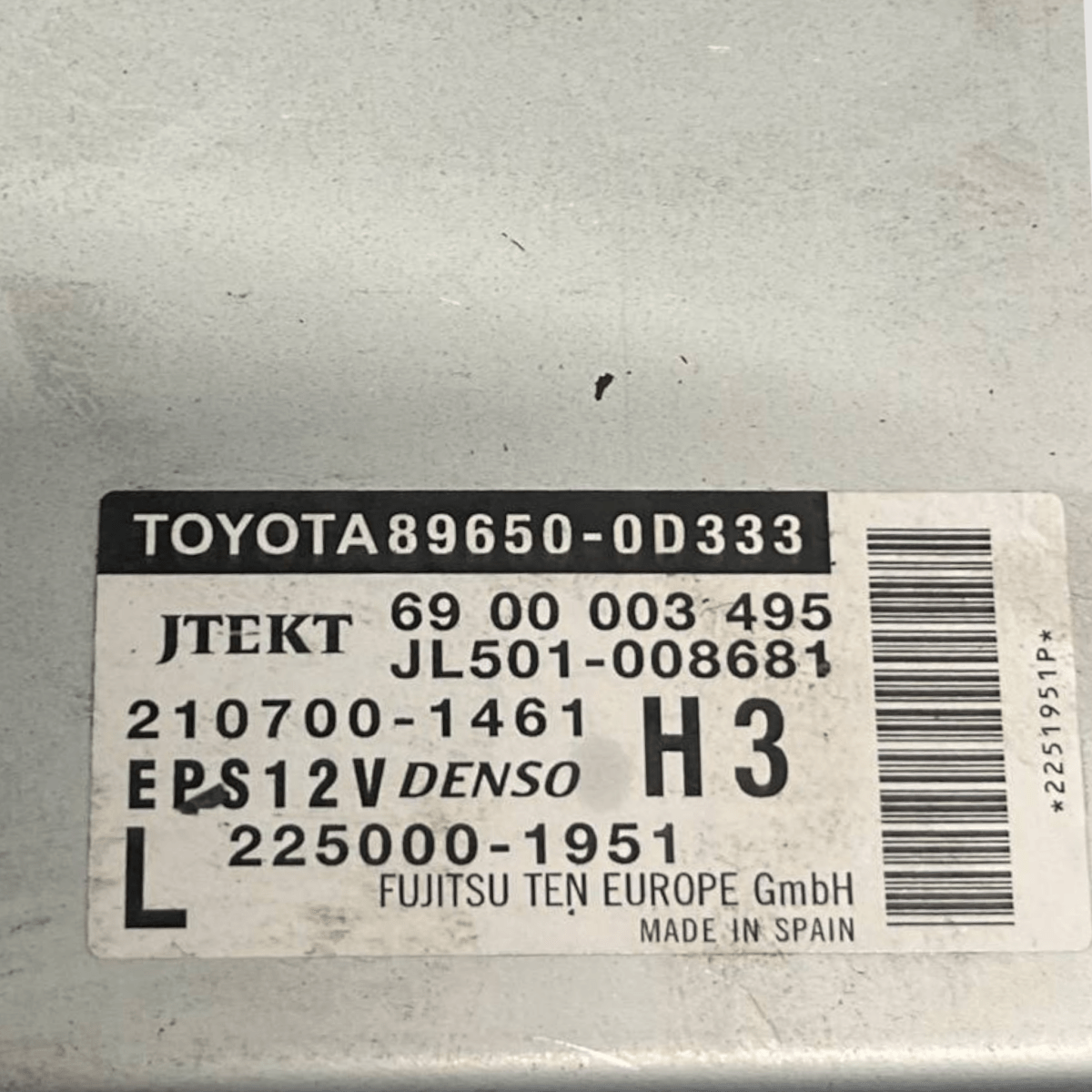 Centralina Servosterzo Toyota Yaris III (2011 al 2019) cod: 89650 - 0D333 - F&P CRASH SRLS - Ricambi Usati