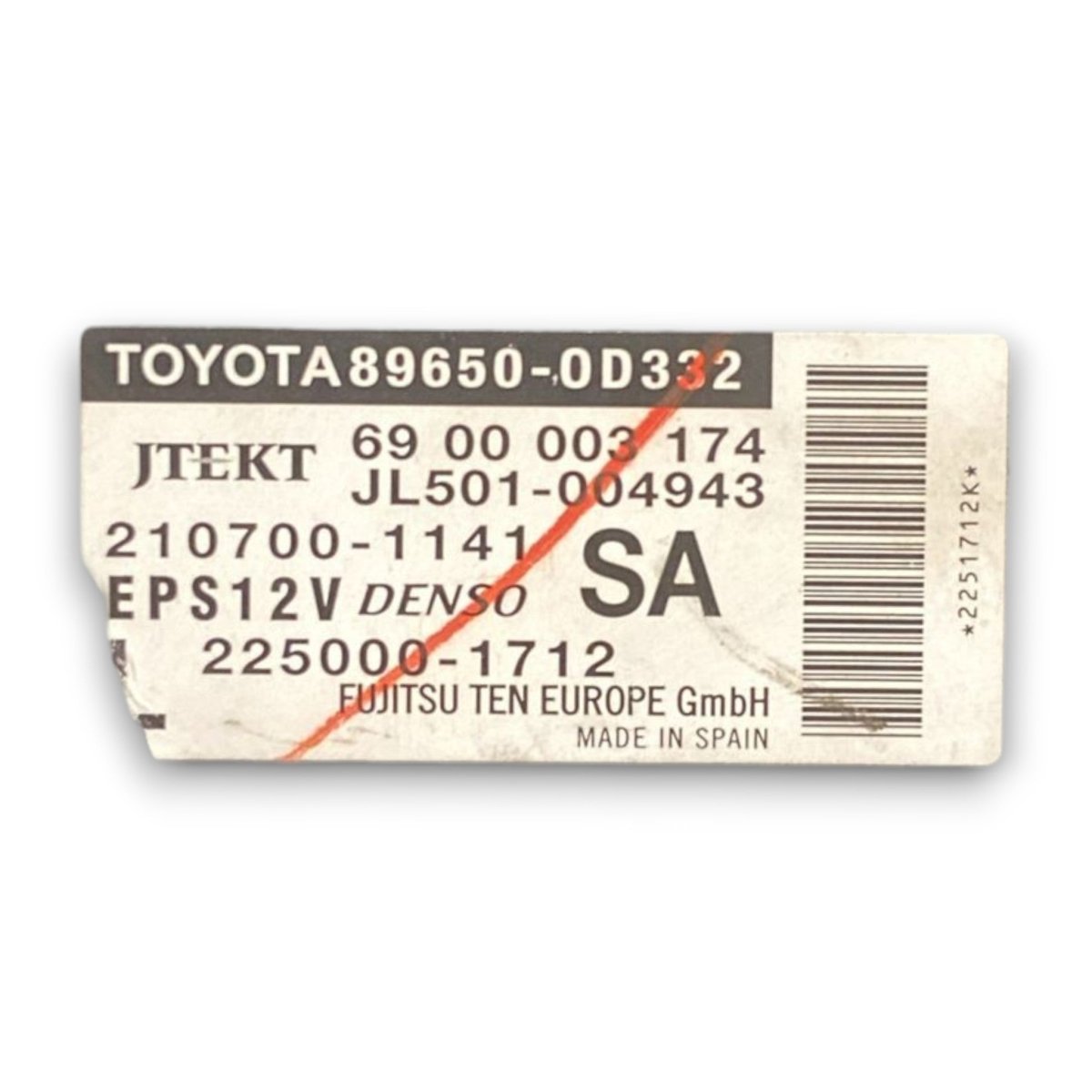 Centralina servosterzo Toyota Yaris III cod . 89650 - 0d332 (2011 > 2021) - F&P CRASH SRL - Ricambi Usati
