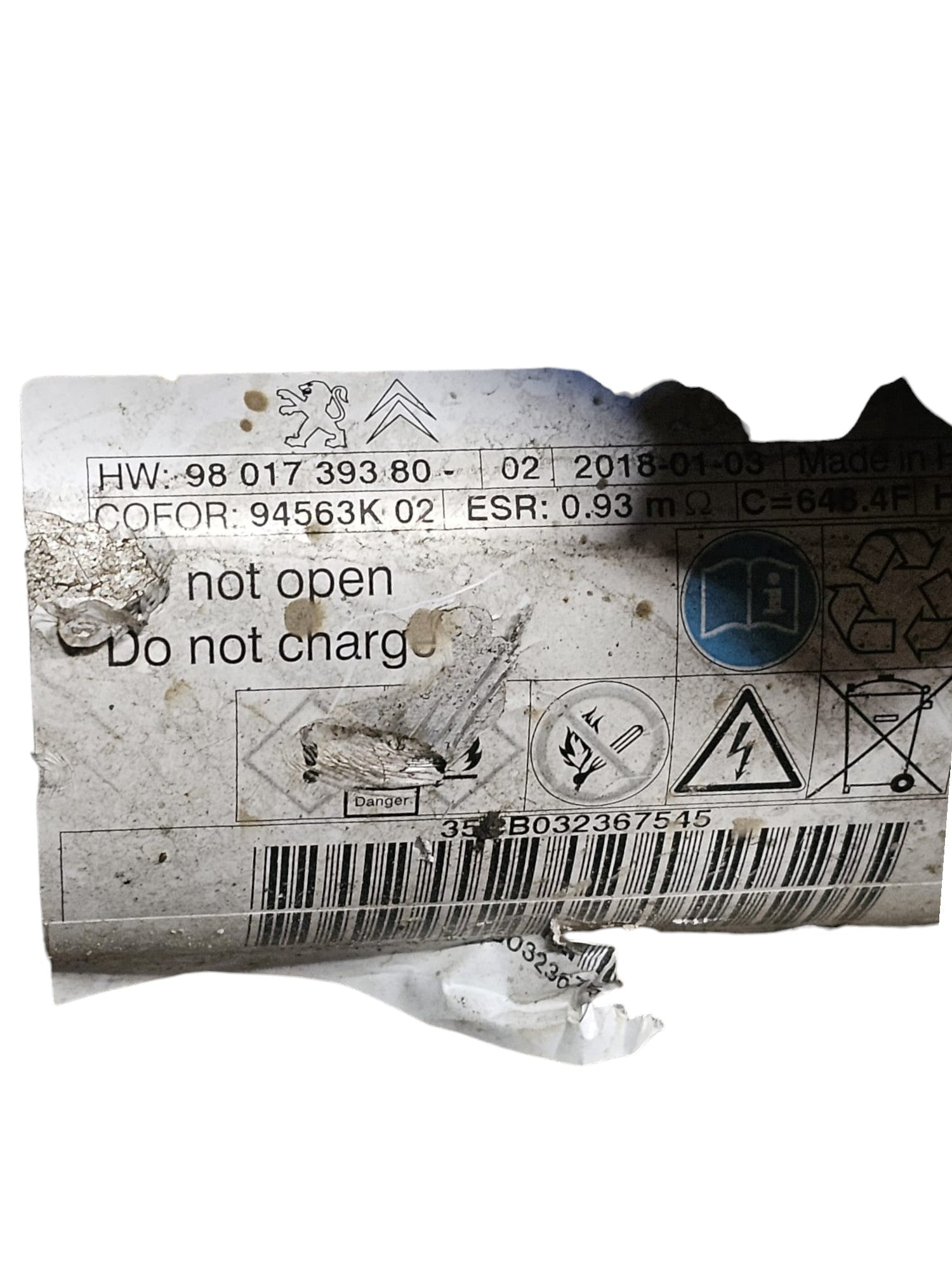 Centralina Start & Stop + Condensatore Peugeot 508 I Cod:980209678 / 9801739380 (2010 - 2018) - F&P CRASH SRLS - Ricambi Usati