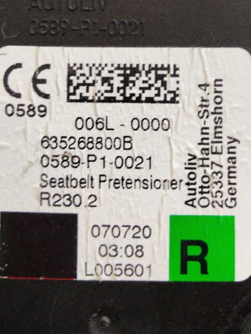 Cintura Di Sicurezza Anteriore destra dx Mini Cooper F55/56 (2013>) cod.635268800B - F&P CRASH SRLS - Ricambi Usati