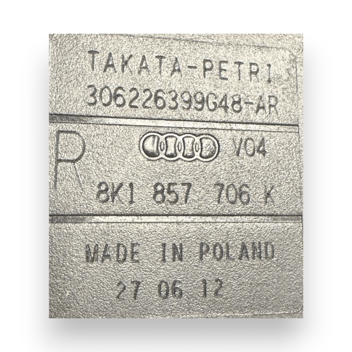 Cintura di sicurezza anteriore destro (dx) Audi A4 (B8) cod.8K1857706K (2008 - 2016) - F&P CRASH SRL - Ricambi Usati