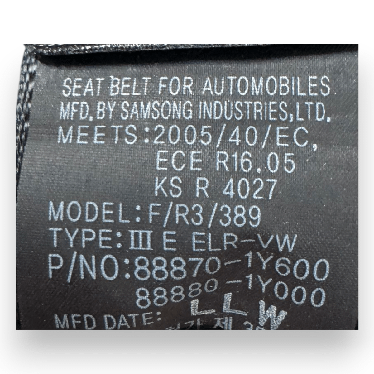 Cintura di sicurezza anteriore destro (dx) Kia Picanto II cod.88870 - 1Y600 (2011 - 2017) - F&P CRASH SRL - Ricambi Usati