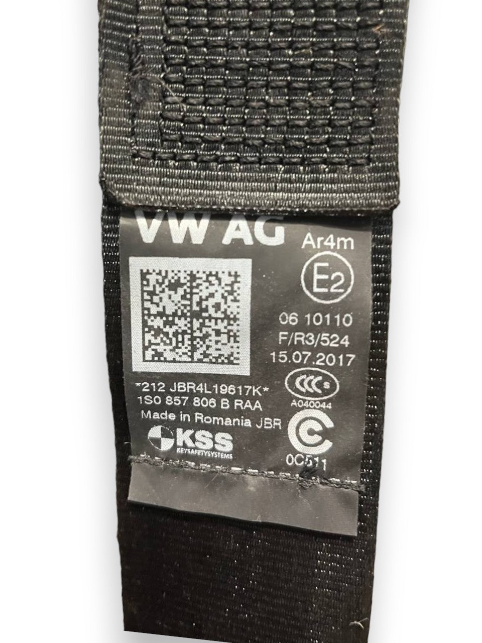 Cintura di Sicurezza posteriore destra (dx) Volkswagen Up (2011>) cod: 1S0857806B - F&P CRASH SRLS - Ricambi Usati