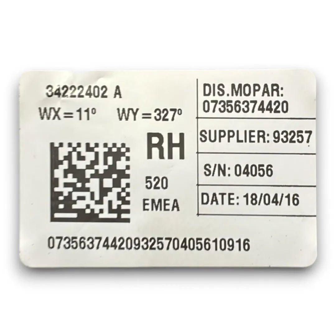 Cintura di sicurezza posteriore destra Jeep Renegade 5I OEM 735637443 - F&P CRASH SRL - Ricambi Usati