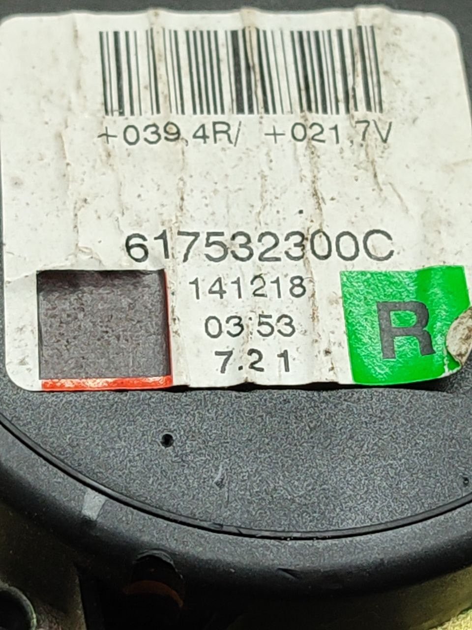 Cintura Di Sicurezza Posteriore Destra Lancia Ypsilon (2014) Cod:617532300C - F&P CRASH SRLS - Ricambi Usati