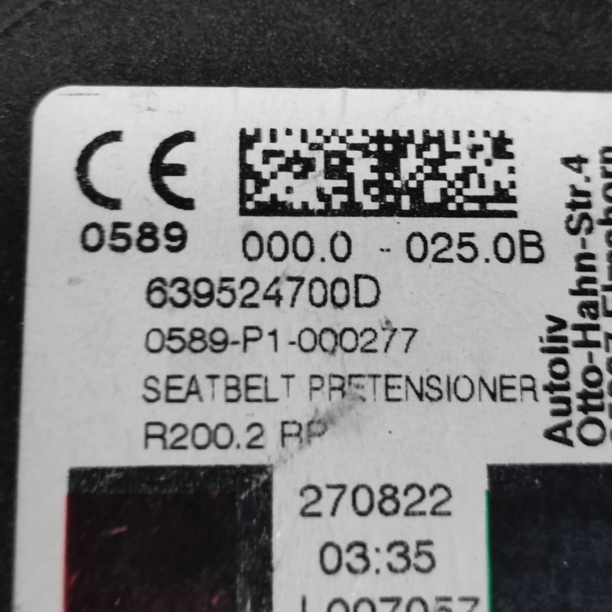 Cintura Di Sicurezza Posteriore Destra Renault Captur II COD: 639524700D (2019 - ) - F&P CRASH SRLS - Ricambi Usati