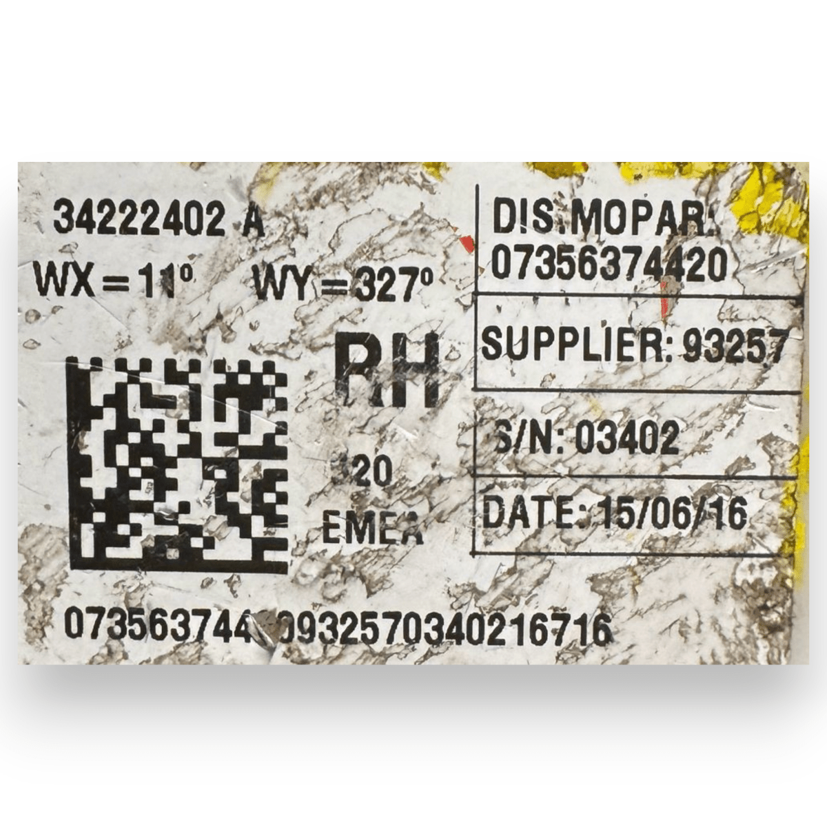Cintura di sicurezza posteriore destro (dx) Jeep Renegade cod.07356374420 (2014 - ) - F&P CRASH SRL - Ricambi Usati