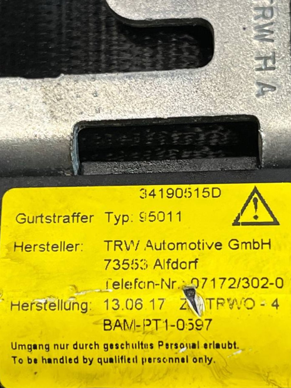 Cintura di sicurezza posteriore sinistra Mini Clubman F54 (2014 - 2024) cod.34190515D - F&P CRASH SRLS - Ricambi Usati