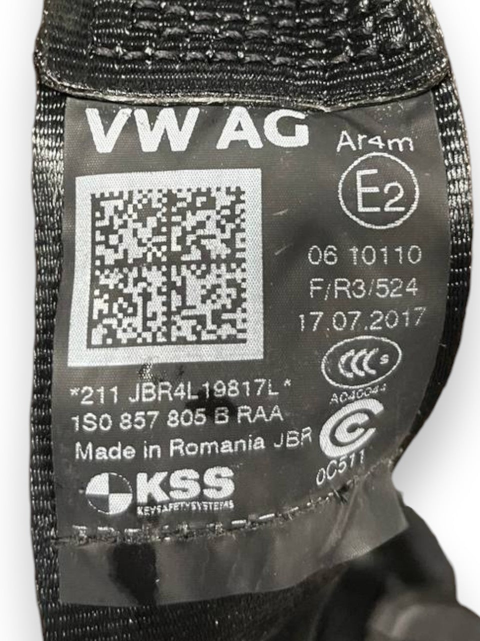 Cintura di Sicurezza posteriore sinistra (sx) Volkswagen Up (2011>) cod: 1S0857805B - F&P CRASH SRLS - Ricambi Usati