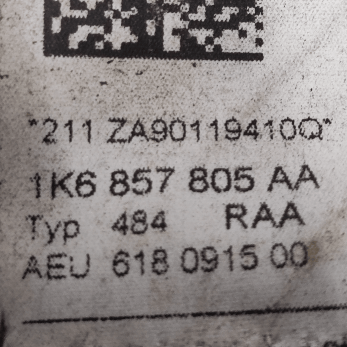 Cintura Di Sicurezza Posteriore Sinistra Volkswagen Golf VI COD: 1K6857805AA (2008 - 2012) - F&P CRASH SRLS - Ricambi Usati