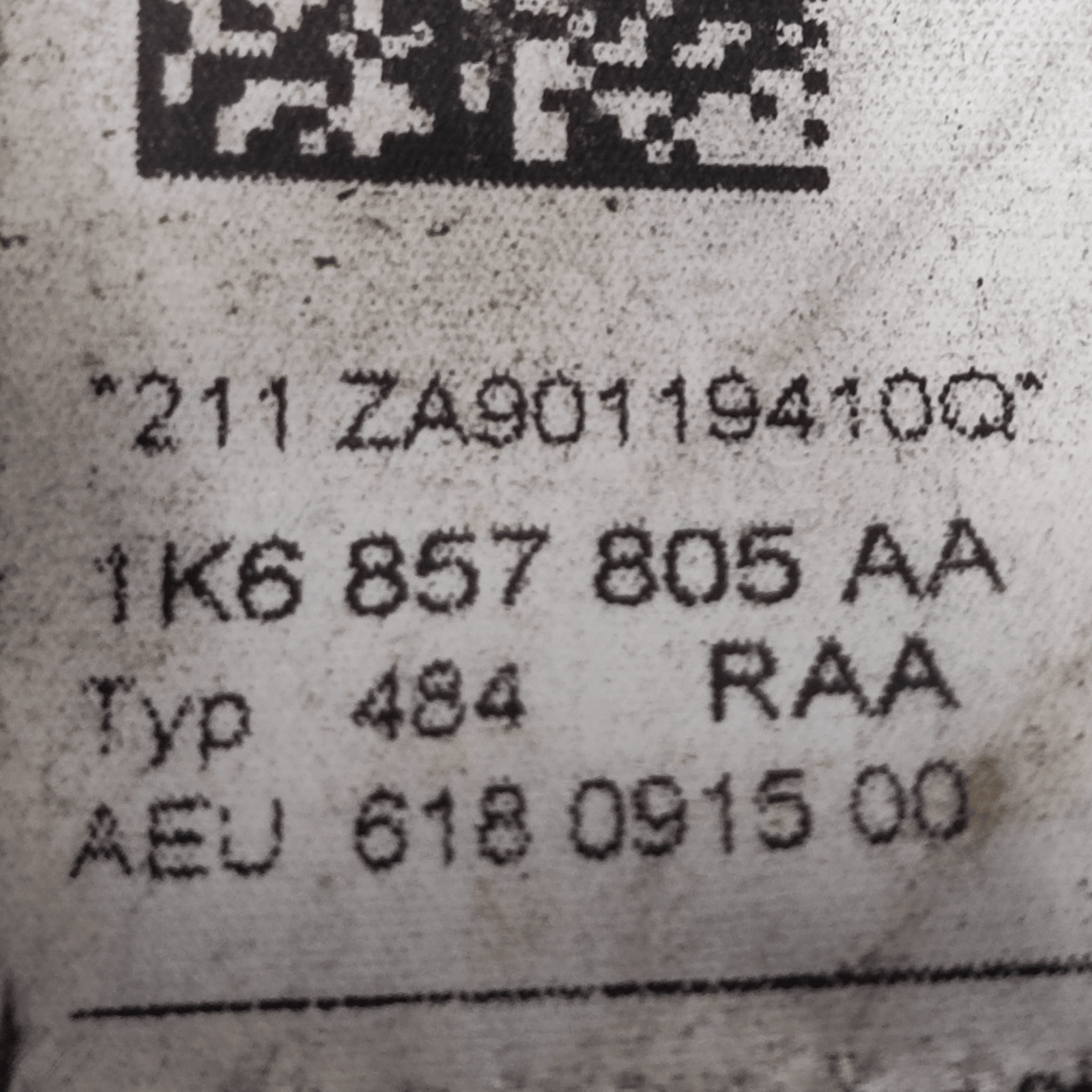 Cintura Di Sicurezza Posteriore Sinistra Volkswagen Golf VI COD: 1K6857805AA (2008 - 2012) - F&P CRASH SRLS - Ricambi Usati