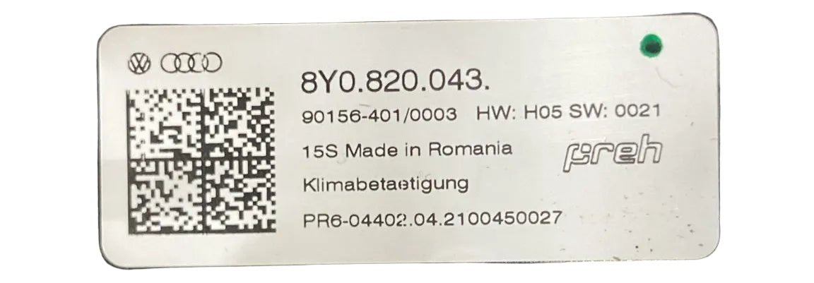 Comandi clima audi a3 8y cod . 8y0.820.043 1.5 benzina / hybrid (2020 >) - F&P CRASH SRL - Ricambi Usati