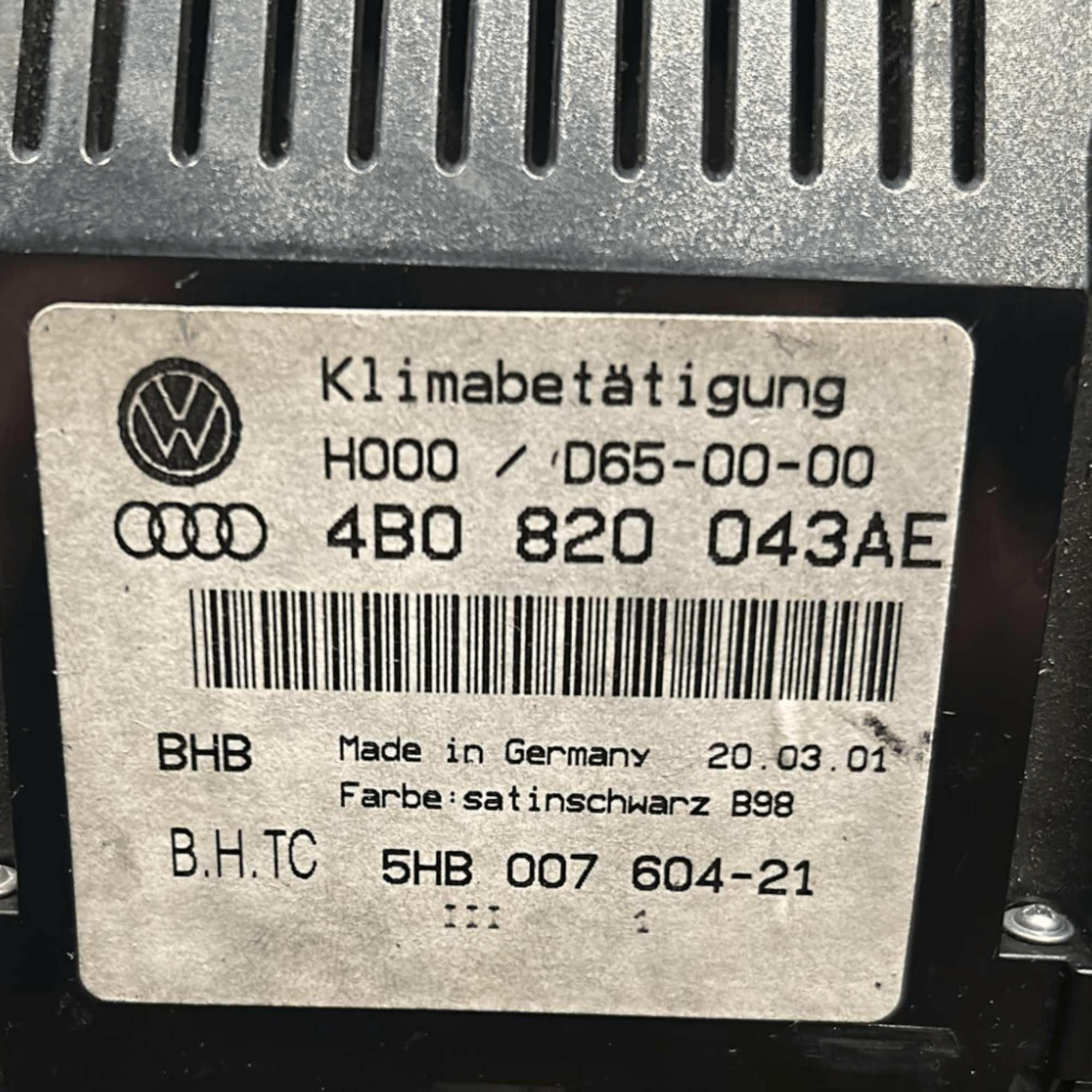 Comandi Clima Audi A6 C5 (1997 > 2004) cod:4B0820043AE - F&P CRASH SRLS - Ricambi Usati