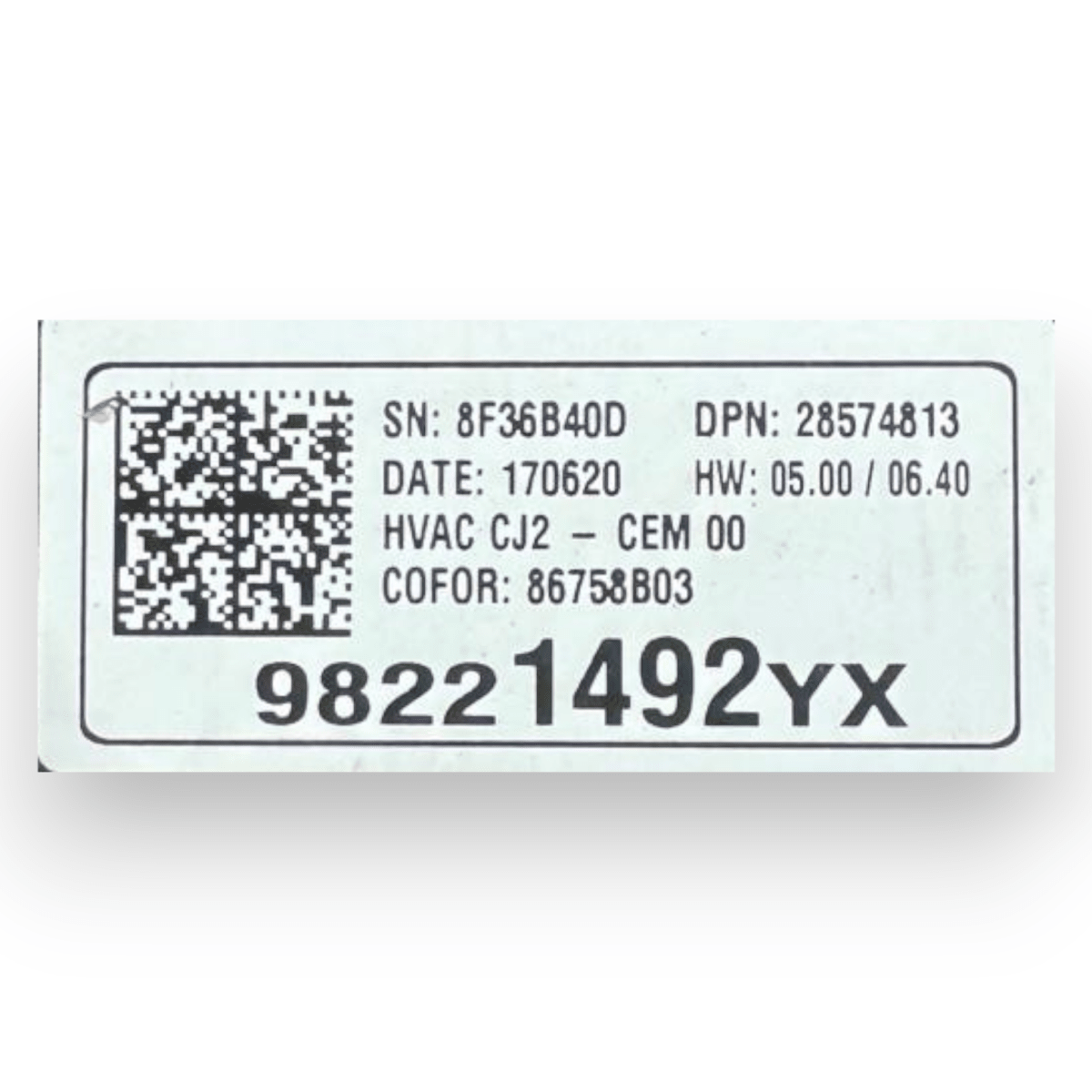 Comandi clima Opel Crossland X cod.98221492YX (2017 - 2024) - F&P CRASH SRL - Ricambi Usati