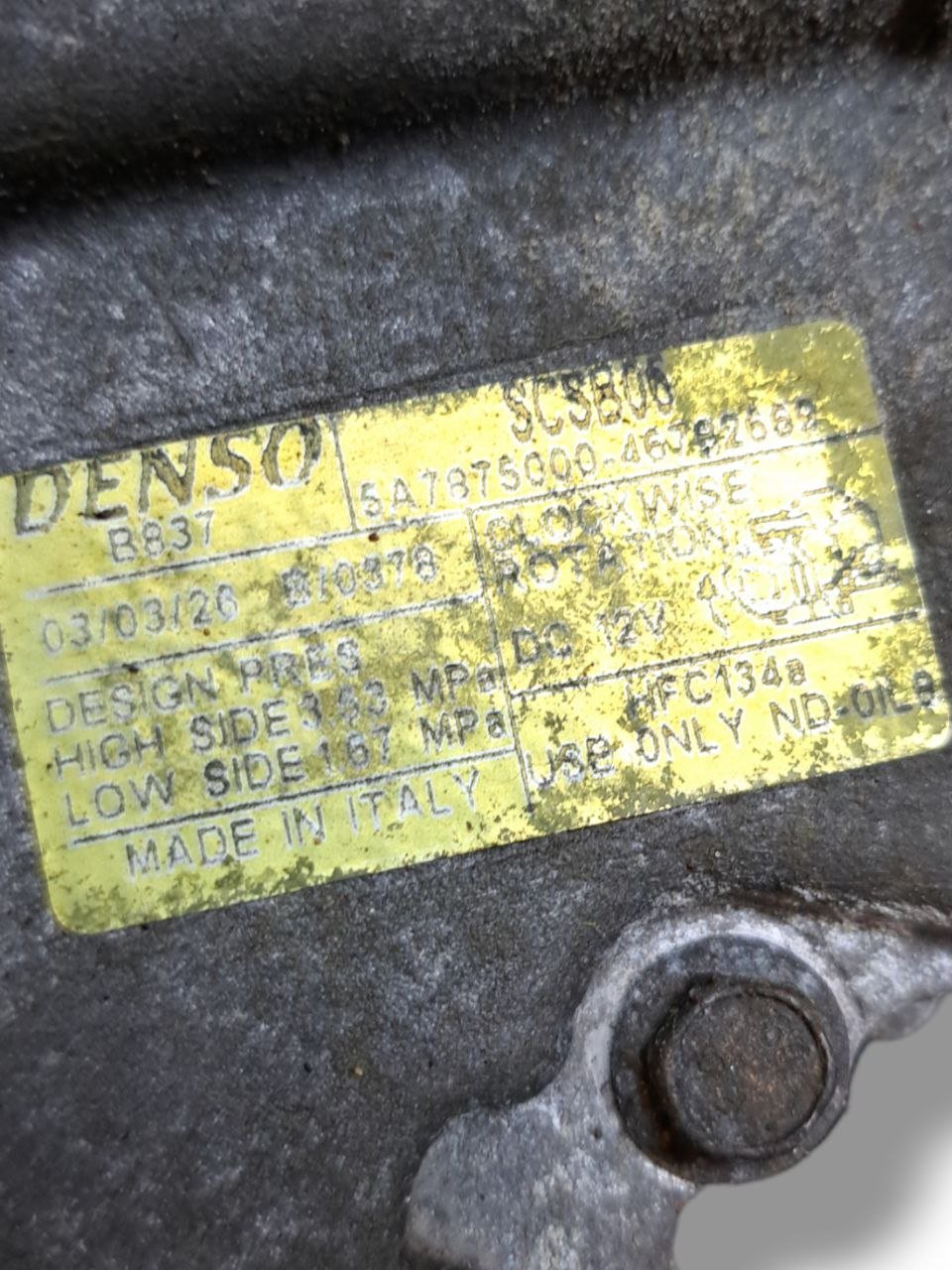 Air conditioning compressor Lancia Ypsilon 1.2 Petrol (2006) COD:5A7875000-46782669 - F&P CRASH SRLS - Used Parts