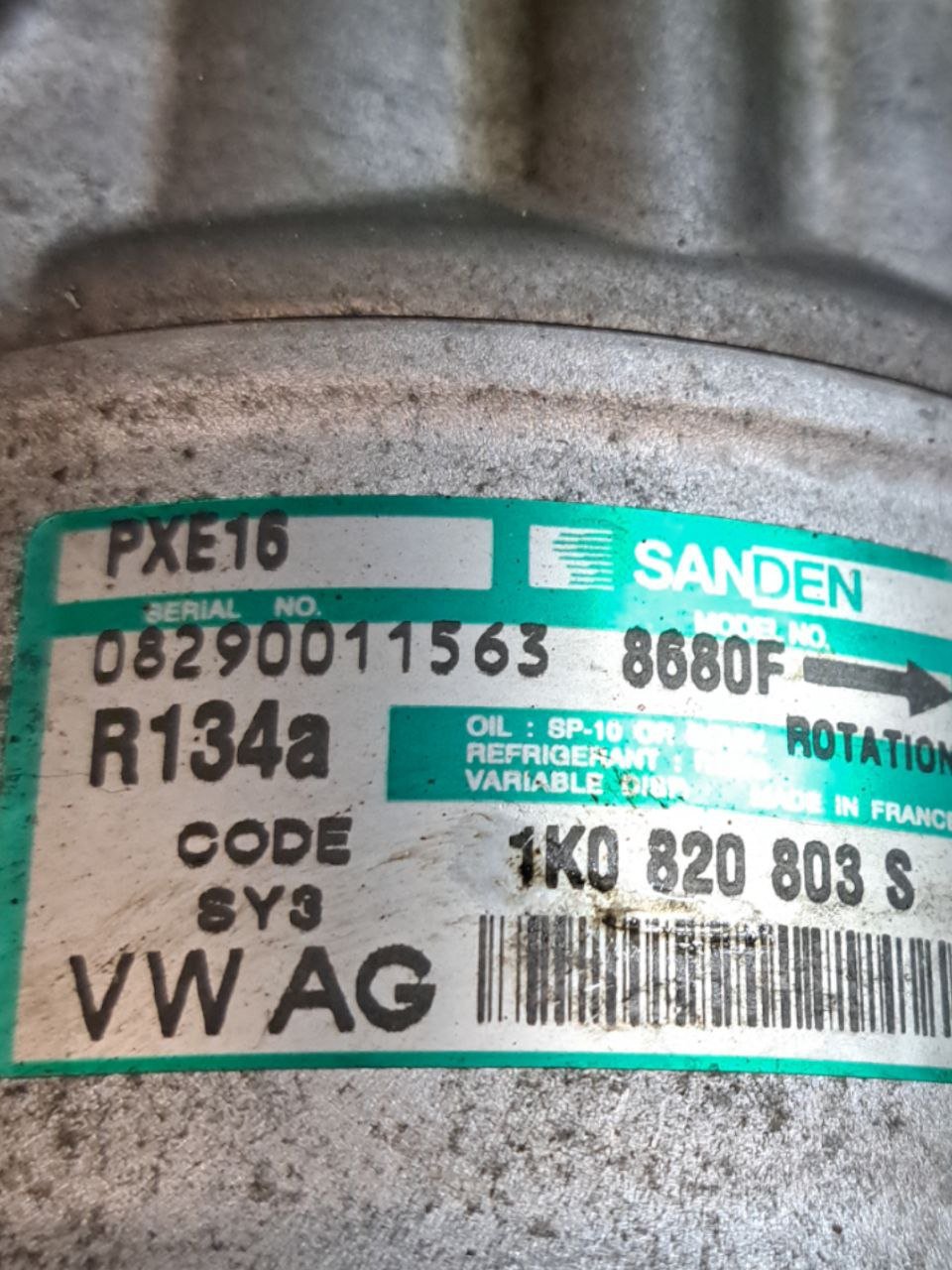 Compressore aria clima Volkswagen Golf V / touran / leon 1.9 diesel (2005-2008) cod.1K0820803S - F&P CRASH SRLS - Ricambi Usati