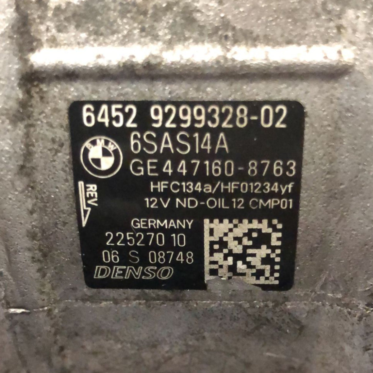 Air Conditioning Compressor Bmw Series 1 F20 1.6 Petrol (2011 > 2019) code:64529299328 - 02 - F&P CRASH SRLS - Used Parts