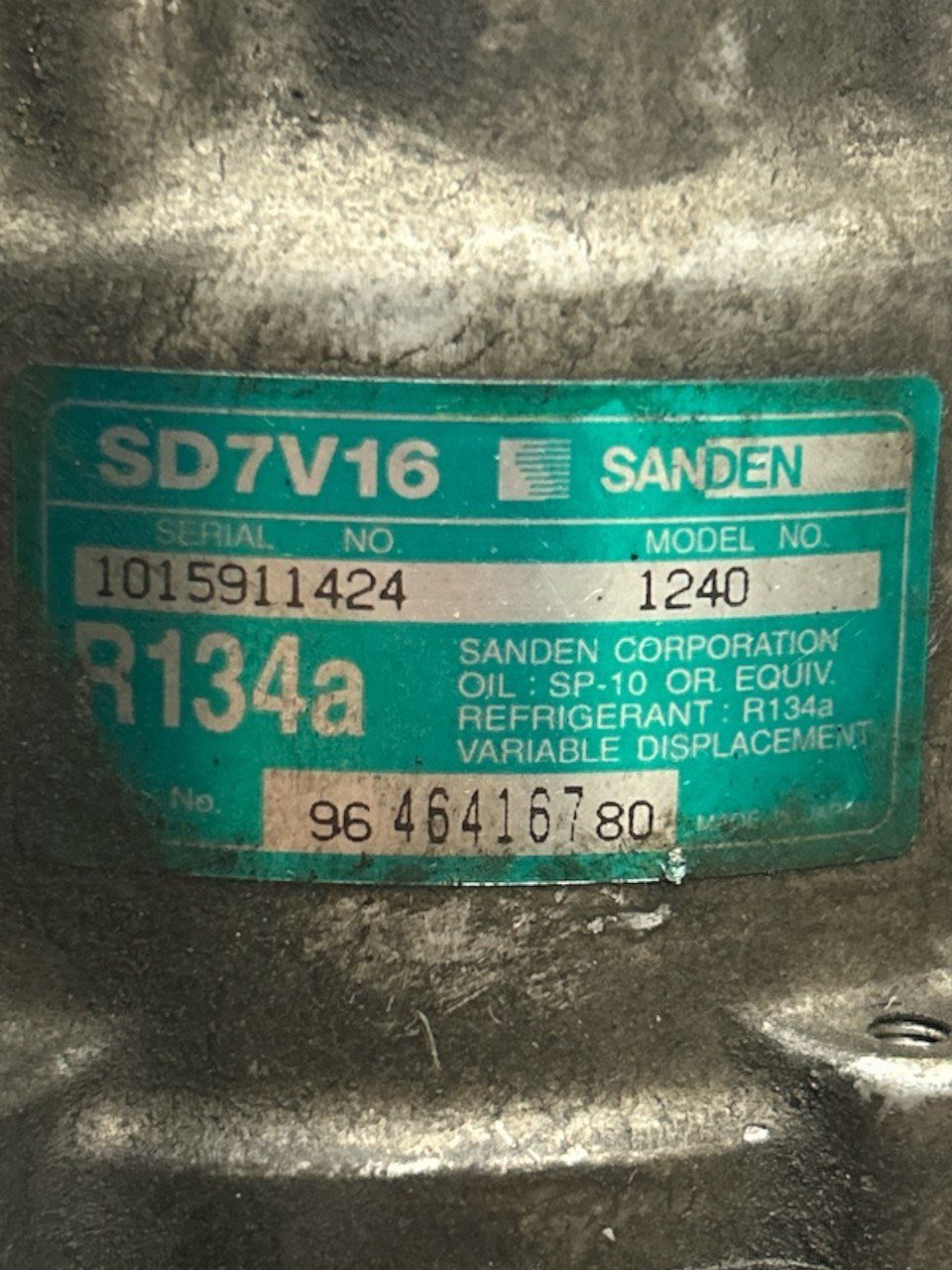 Compressore Aria Condizionata Citroen C5 2.0 Diesel (2000 > 2017) cod . 9646416780 - F&P CRASH SRLS - Ricambi Usati