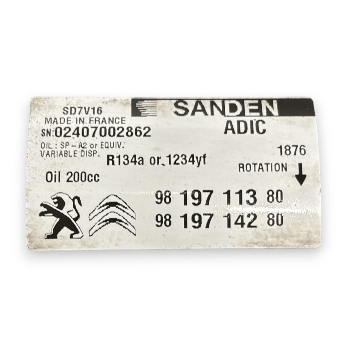Air conditioning compressor Citroen Jumper III 2.0 diesel code:9819711380 (2014 - ) - F&P CRASH SRL - Used Parts