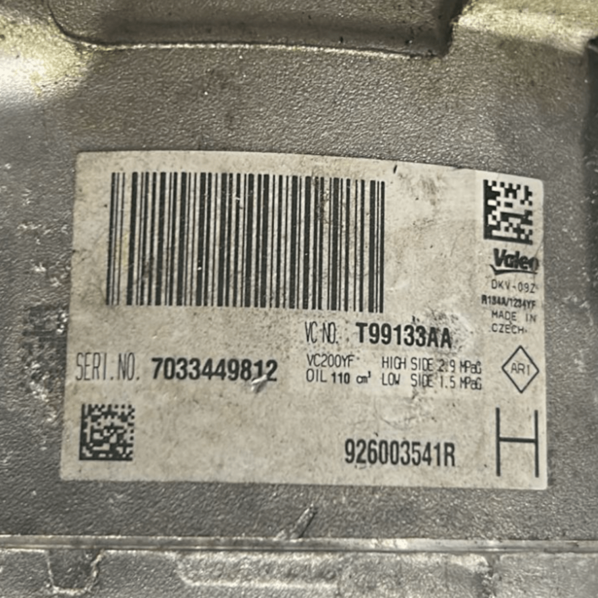 Air conditioning compressor Dacia Sandero 0.9 petrol code: 926003541R (2012 > 2016) - F&P CRASH SRLS - Used Parts