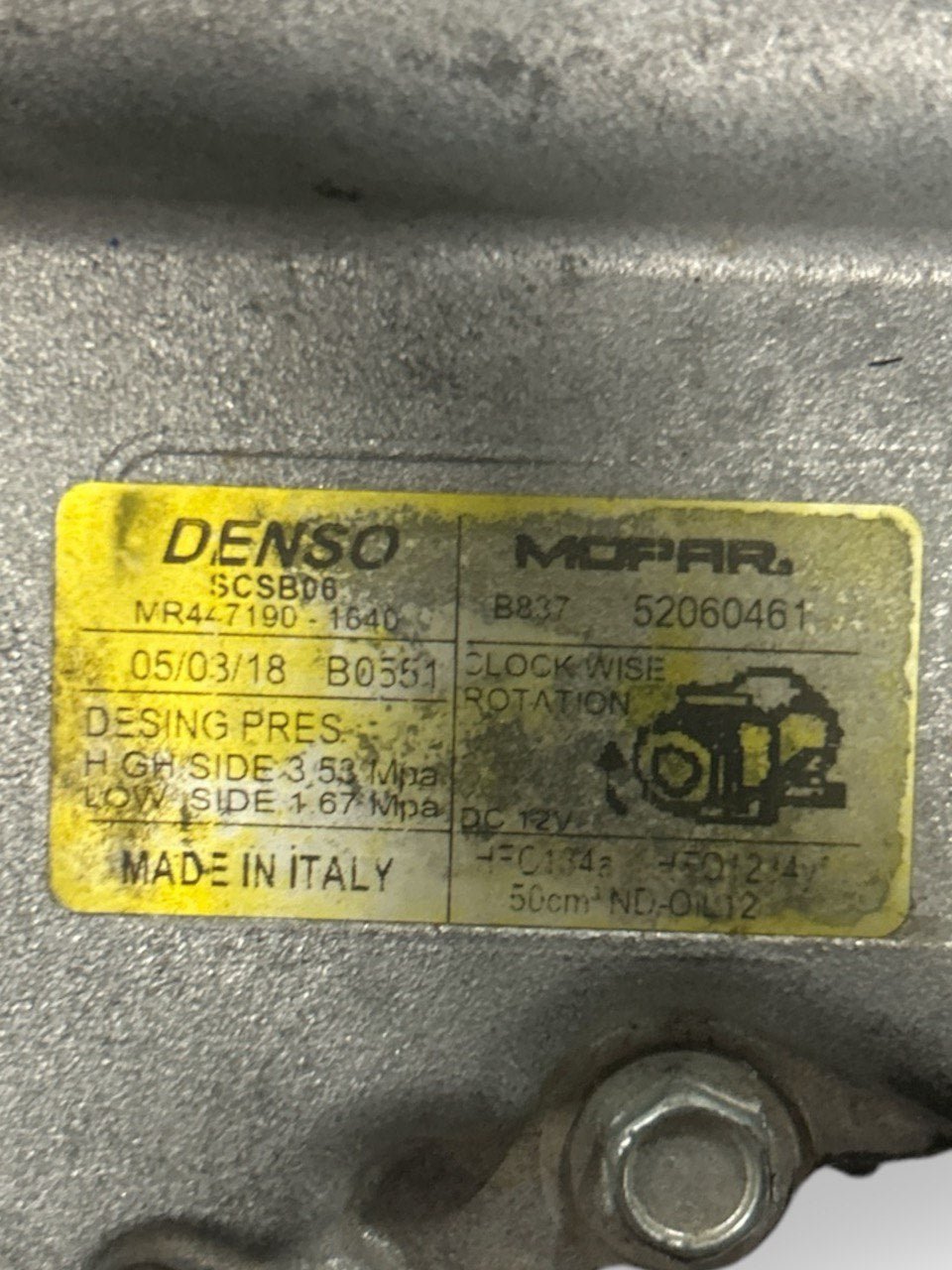 Air Conditioning Compressor Fiat 500 1.2 Petrol (2007 > 2014) code . 52060461 - F&P CRASH SRLS - Used Parts