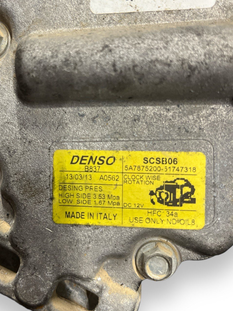 Air Conditioning Compressor Fiat 500 1.2 Petrol (2012>) code: 51747318 - F&P CRASH SRLS - Used Parts