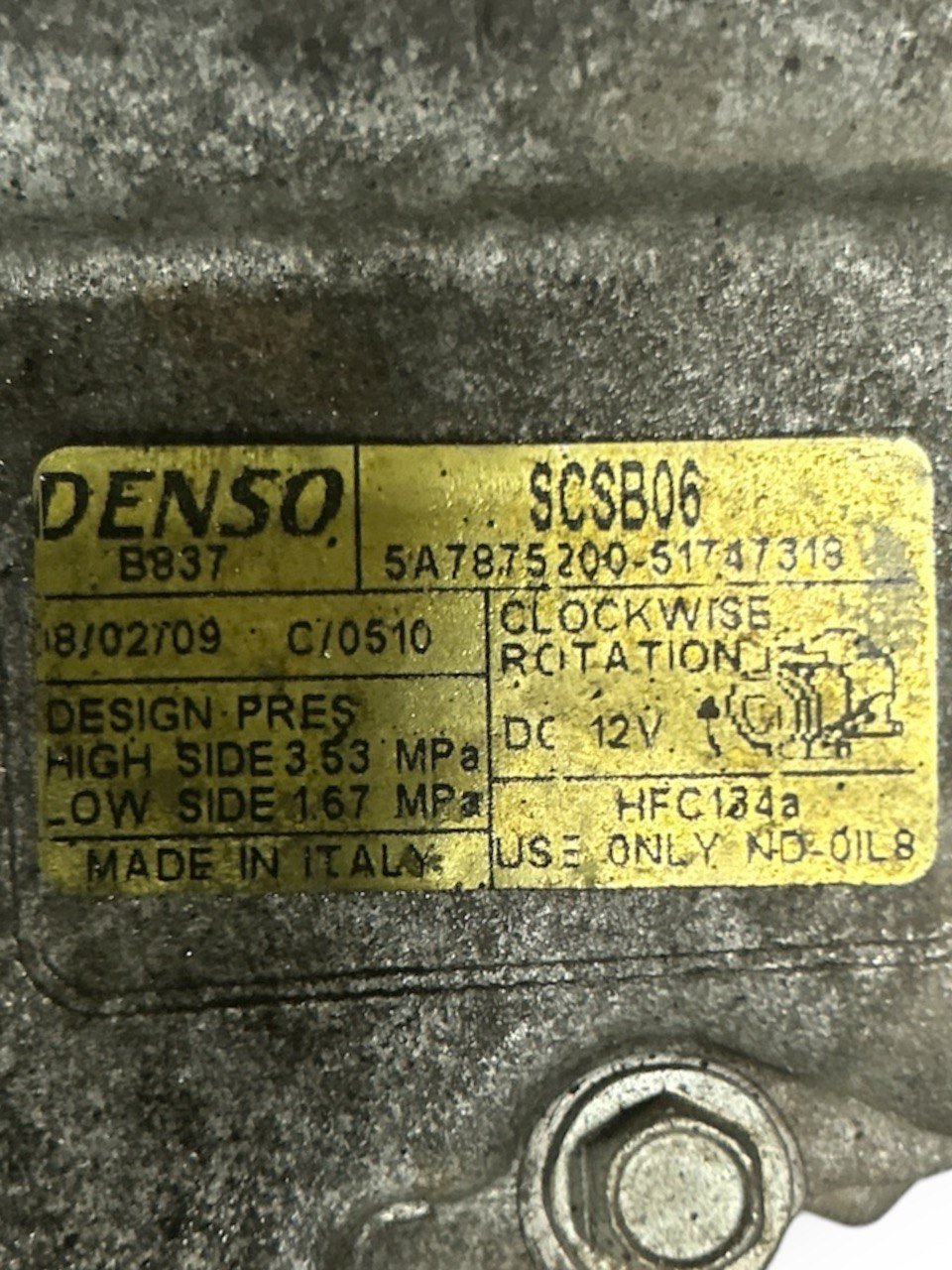 Air Conditioning Compressor Fiat Bravo 1.4 Petrol (2007 > 2014) code . 51747318 - F&P CRASH SRLS - Used Parts
