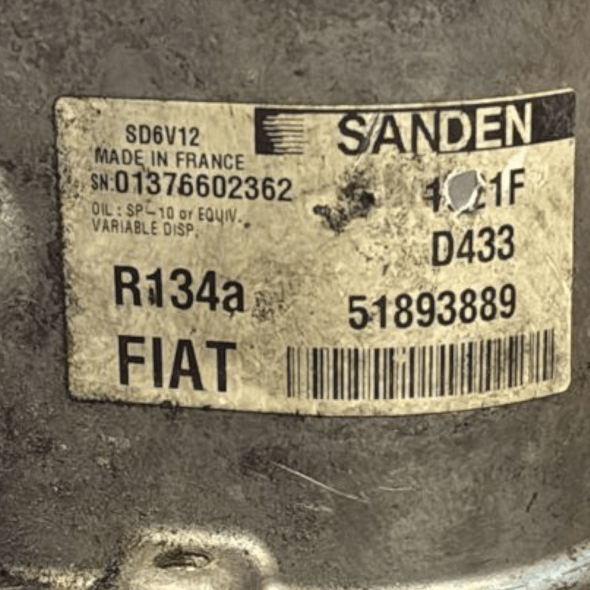 Compressore aria condizionata fiat grande punto 1.3 diesel cod : 51893889 (2005 - 2012) - F&P CRASH SRL - Ricambi Usati