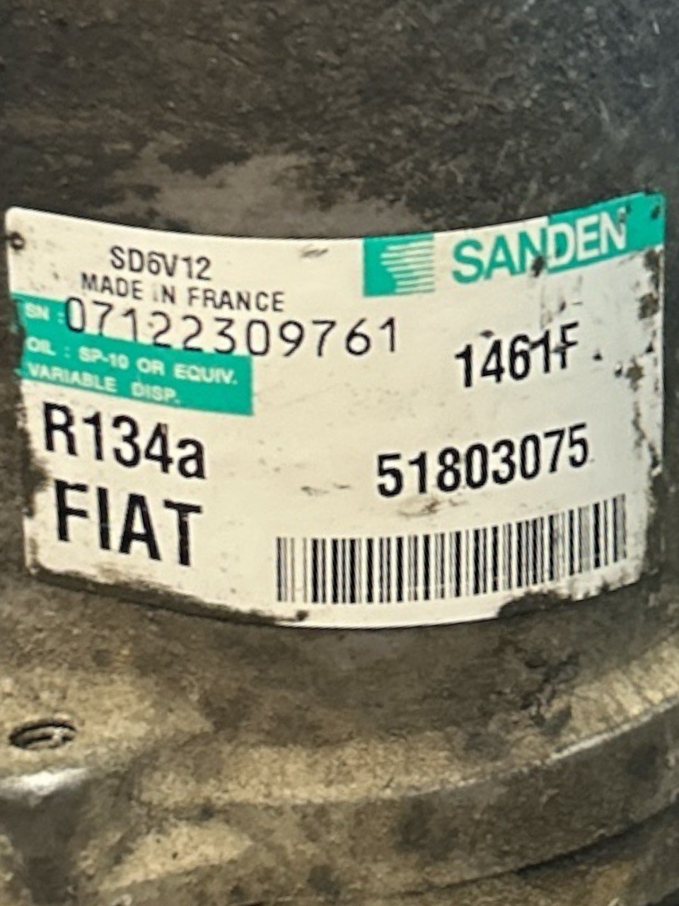 Air Conditioning Compressor Fiat Grande Punto 1.3 Diesel code.51803075 (2005 > 2012) - F&P CRASH SRLS - Used Parts