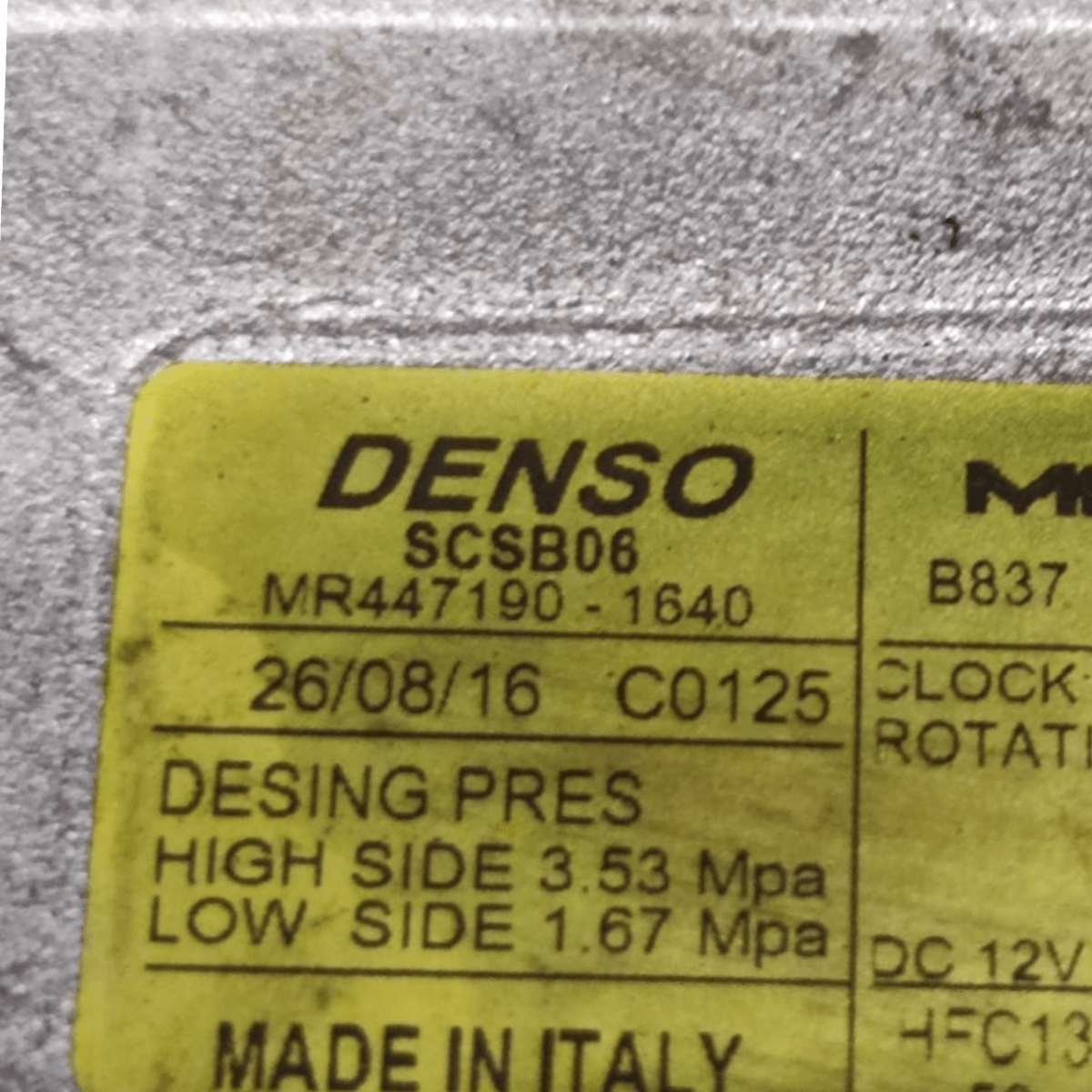 Compressore aria condizionata fiat panda 0.9 benzina cod: 4471901640 (2012 - ) - F&P CRASH SRLS - Ricambi Usati