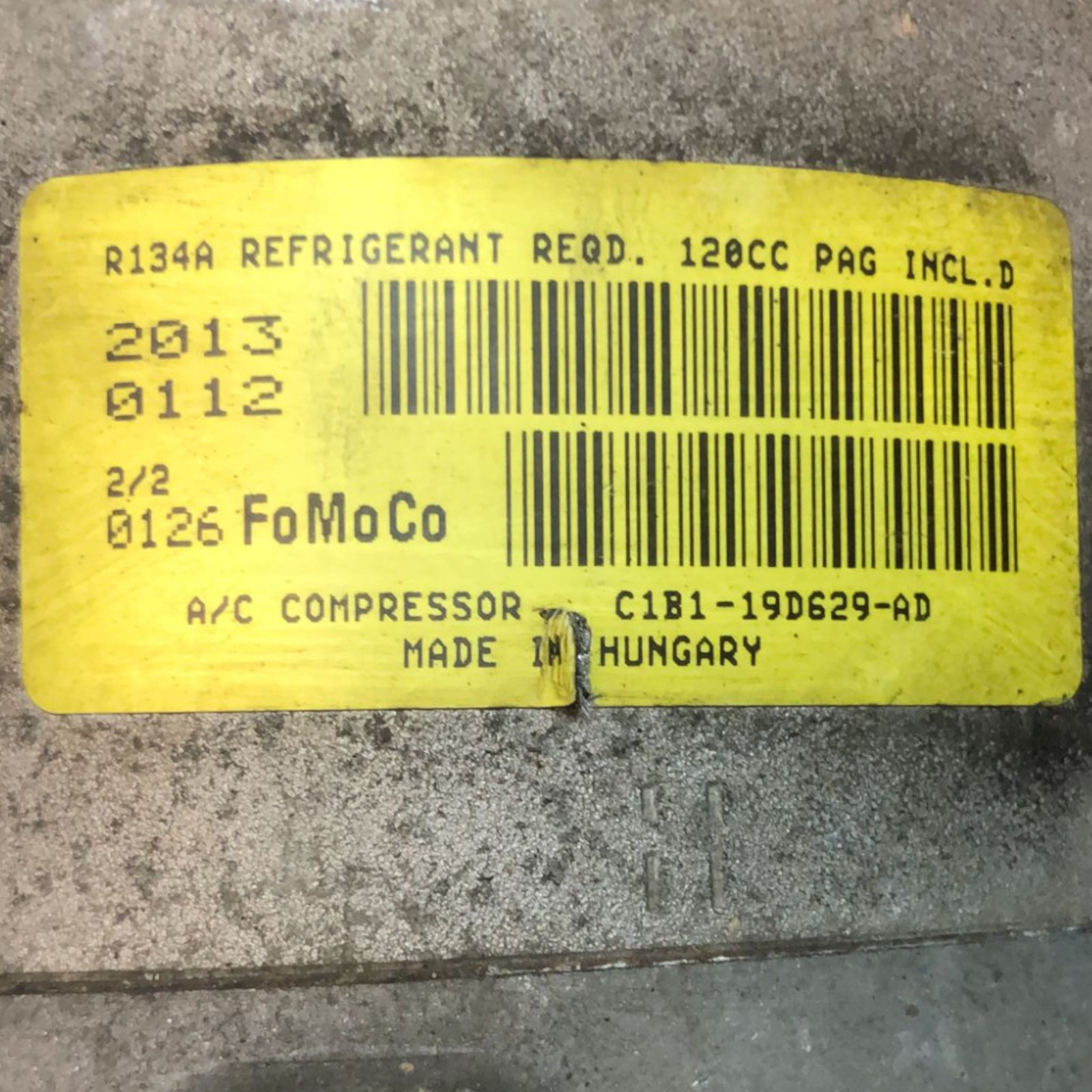 Ford B - Max 1.0 Petrol Air Conditioning Compressor (2012 > 2018) code:C1B1 - 19D629 - AD - F&P CRASH SRLS - Used Parts