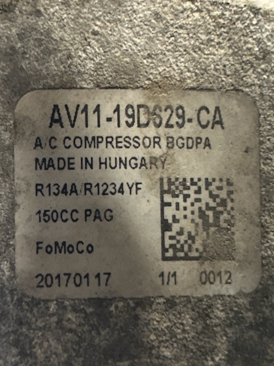 Ford EcoSport 1.5 Gasoline Air Conditioning Compressor code.AV11 - 19D629 - CA (2012 > ) - F&P CRASH SRLS - Used Parts