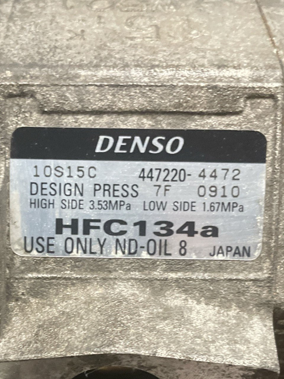 air conditioning compressor hilux toyota (2001 - 2005) code:447220 - 4472 - F&P CRASH SRLS - Used Parts