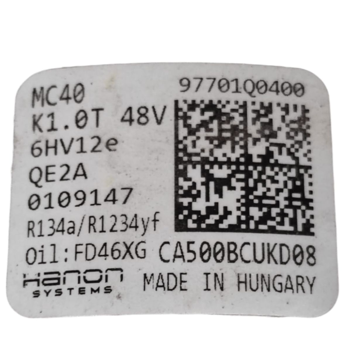 Air conditioning compressor hyundai bayon 1.0 petrol - hybrid code: 97701q0400 (2021 - ) - F&P CRASH SRLS - Used Parts