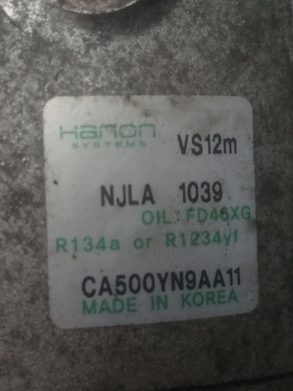 Compressore Aria Condizionata Hyundai ix20 1.6 Benzina (2017) cod: CA500YN9AA11 - F&P CRASH SRLS - Ricambi Usati